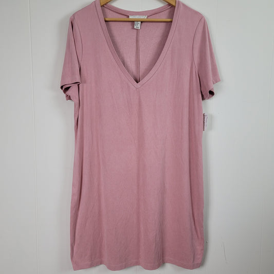 Dusty Pink Faux Suede T-Shirt Dress - Forever 21 (0XL)