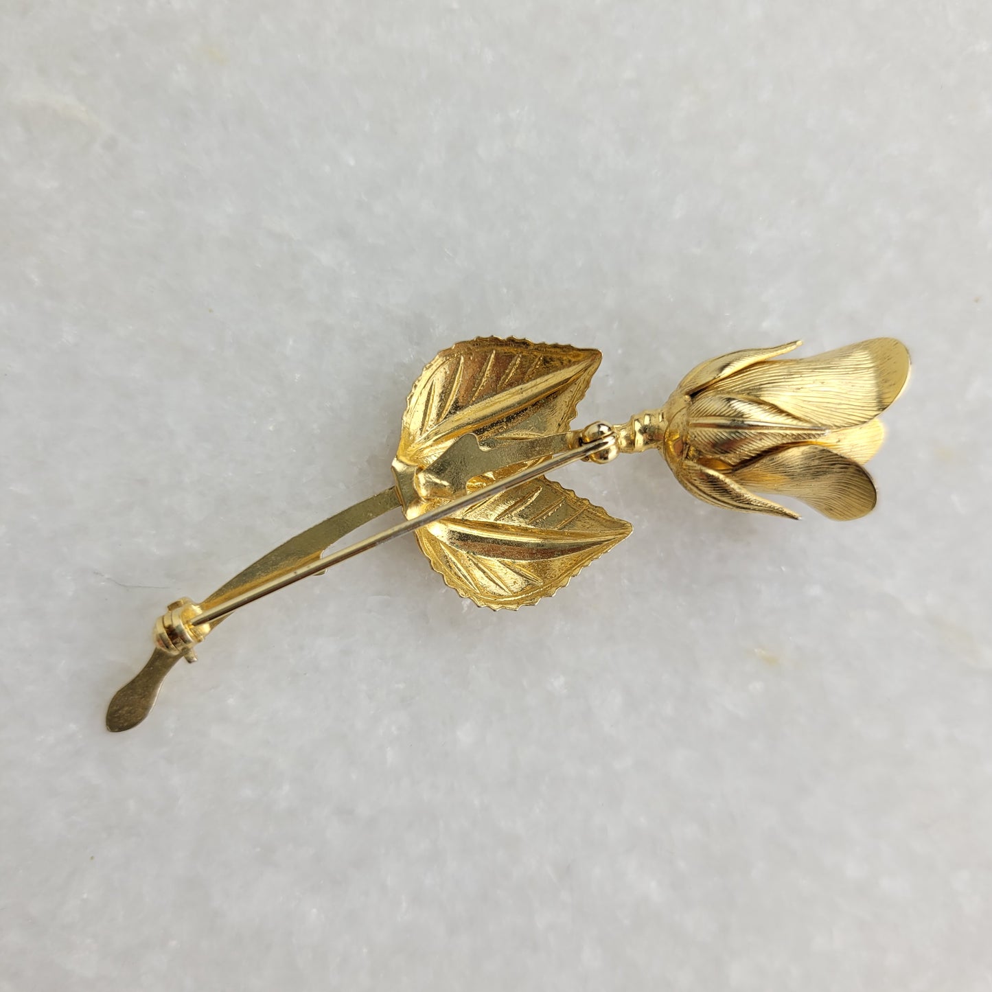 Vintage Gold Tone Rose Brooch