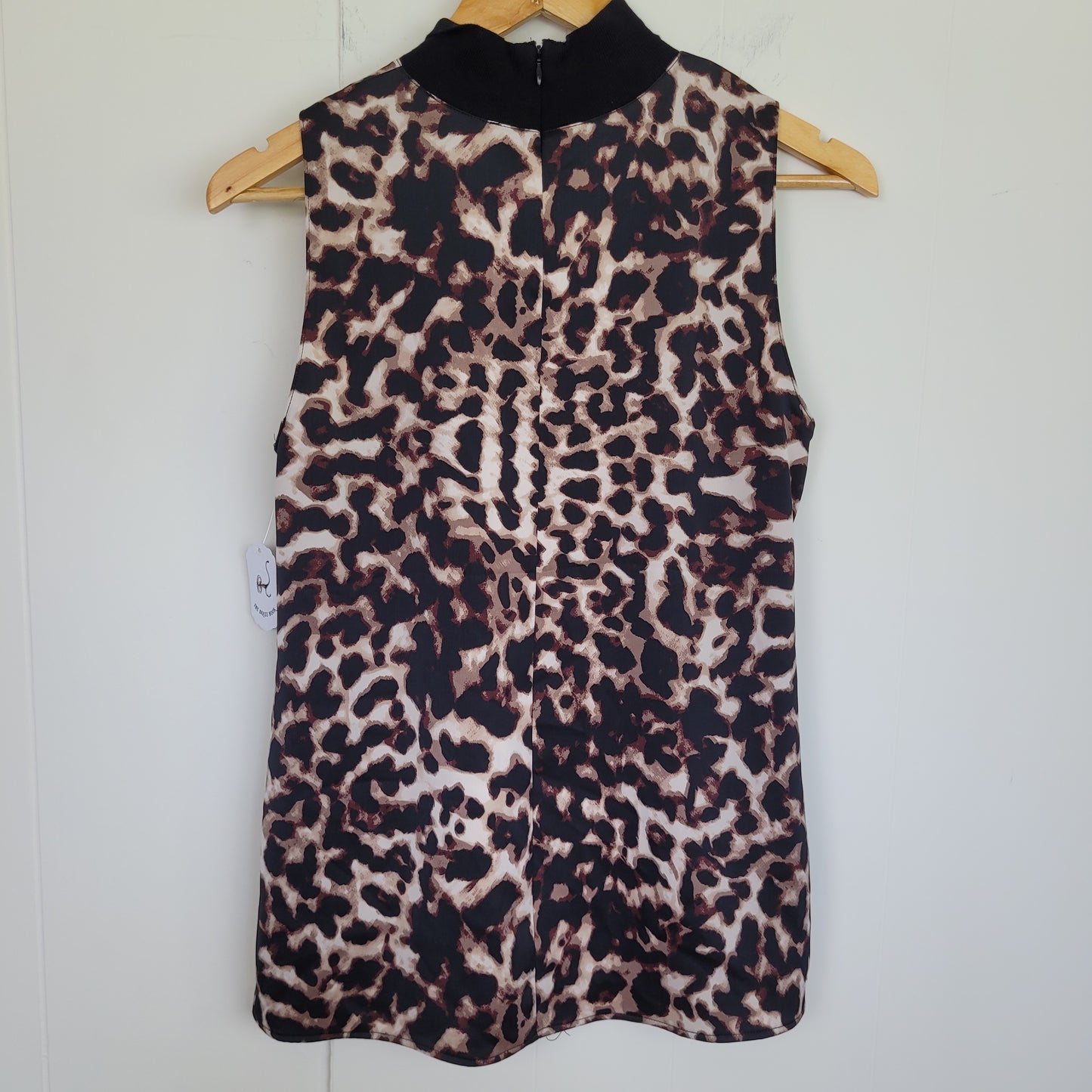 Leopard Print Mock Neck Sleeveless Top - Le Château (Size Small)