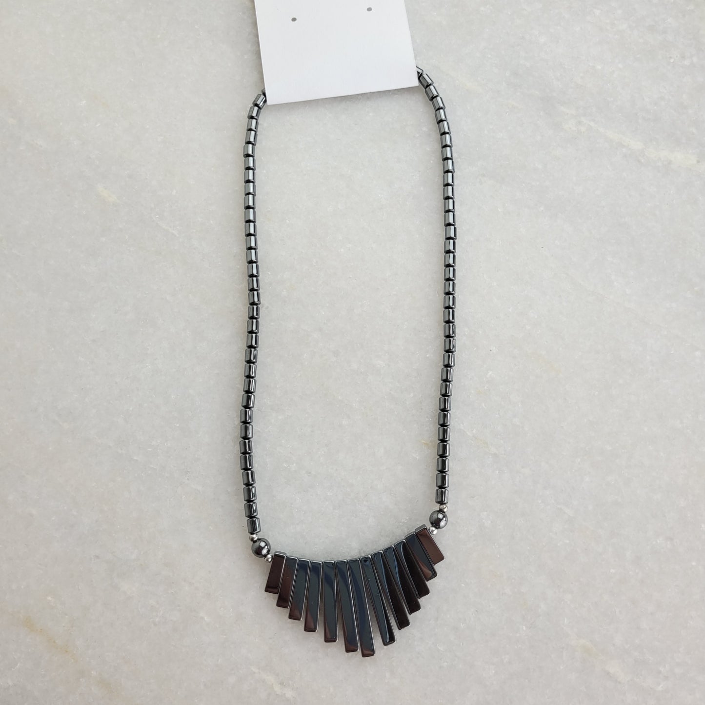 Gunmetal Hematite Bead Statement Necklace