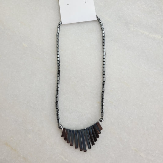 Gunmetal Hematite Bead Statement Necklace