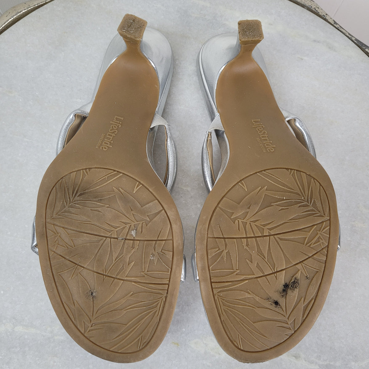 Silver Metallic Heeled Sandals - LifeStride (Size 8)