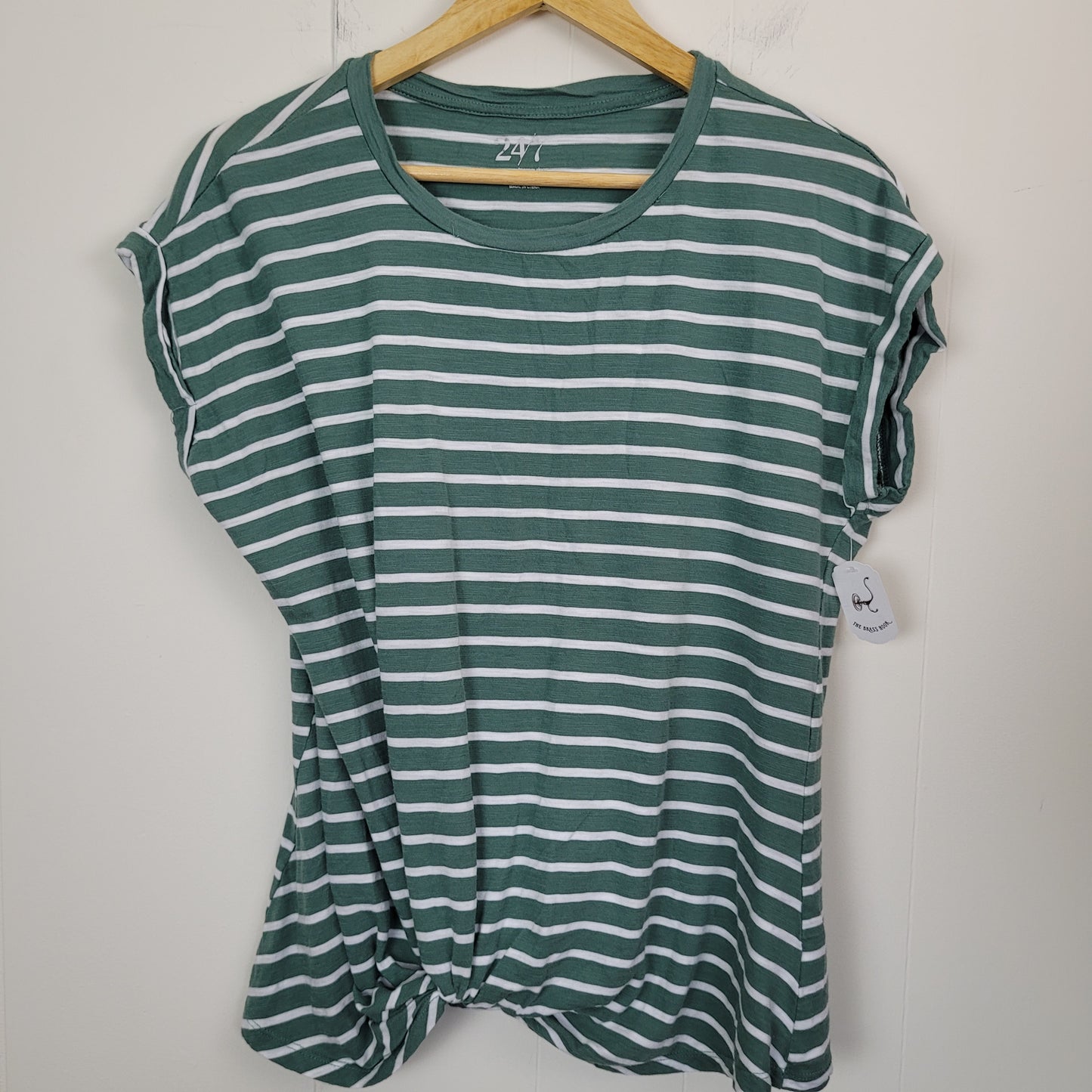 Green & White Striped Tee - Maurice's 24/7 (Large)