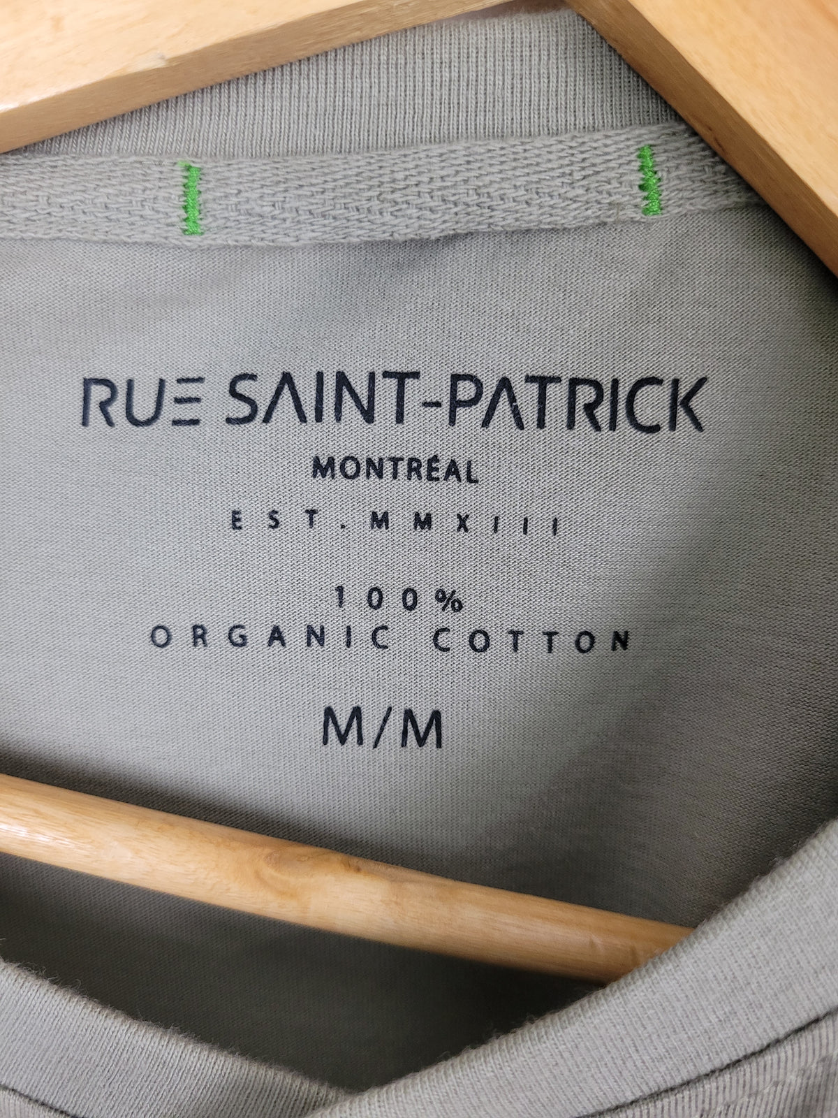 Rue Saint-Patrick Mens Medium Organic Cotton Long Sleeve Henley Shirt
