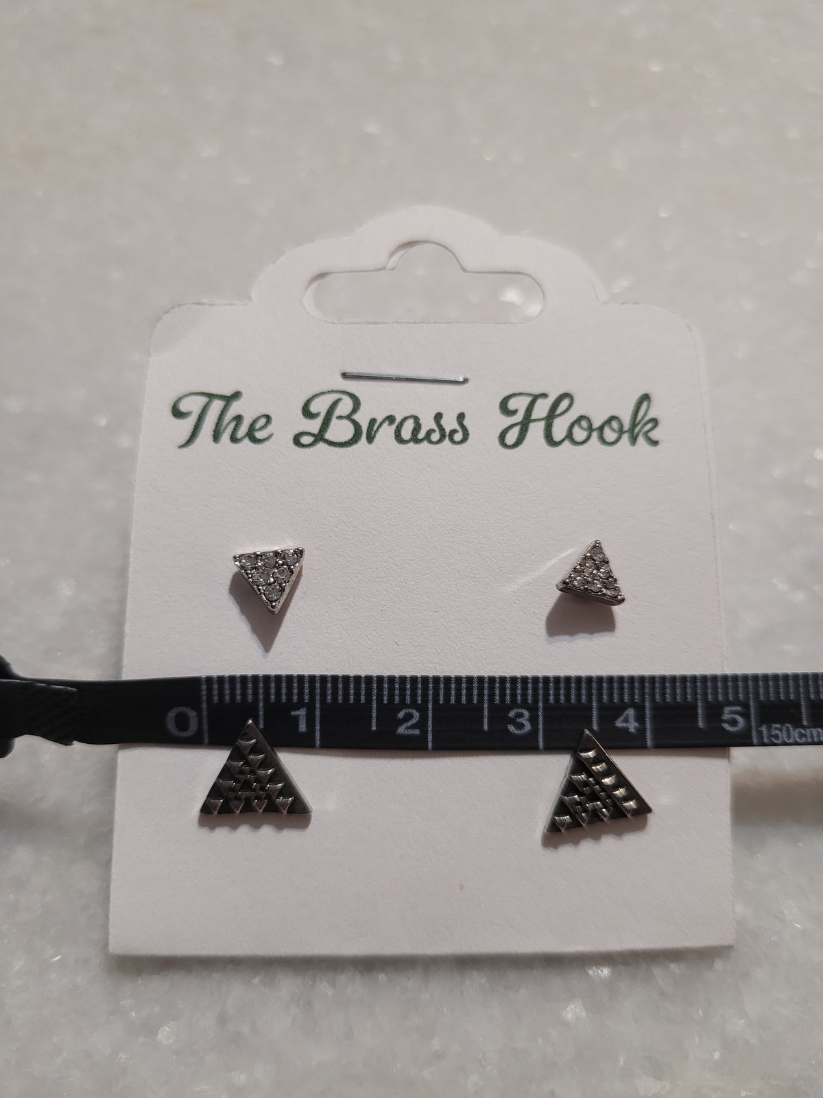 2-Pair Silver Tone Triangle Stud Earrings