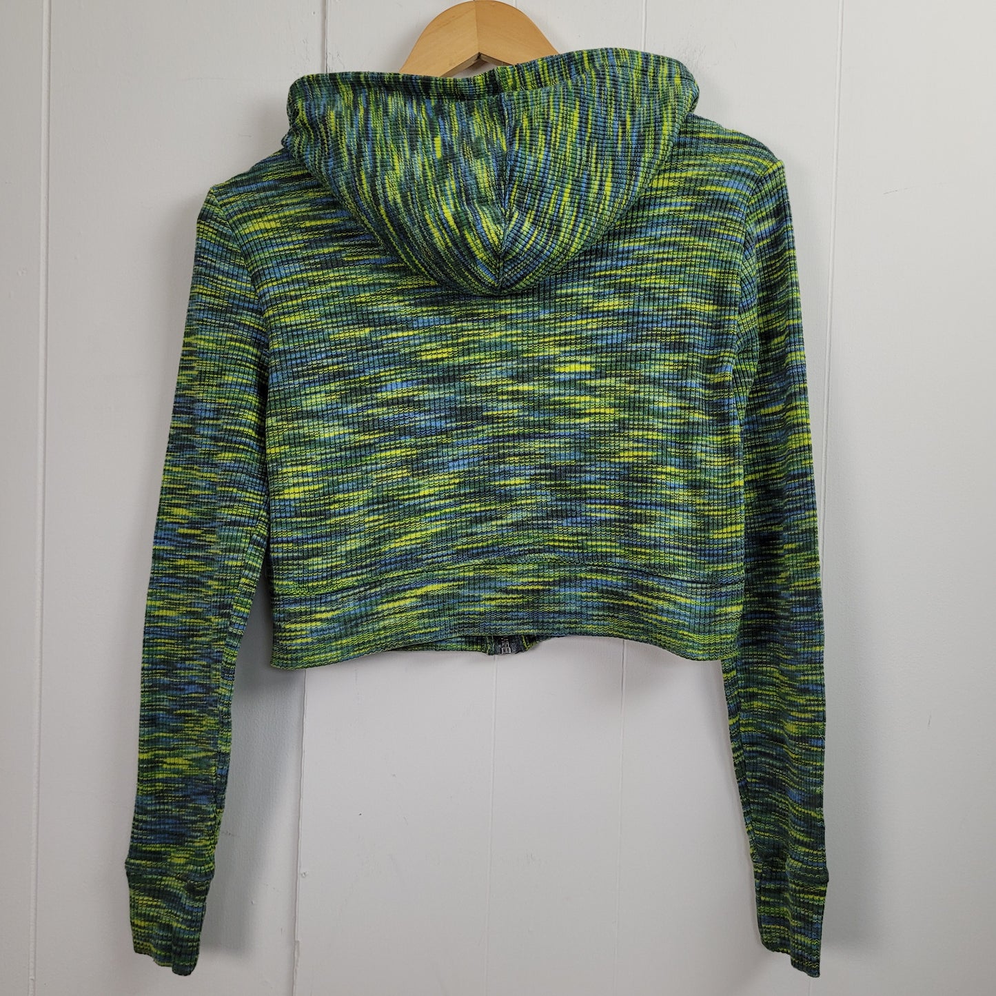 Green Space Dye Cropped Zip Hoodie - American Eagle (Size M)
