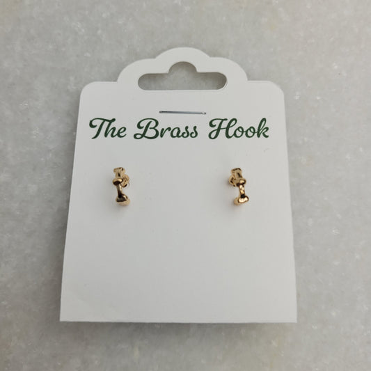 Gold Tone Organic Open Hoop Stud Earrings