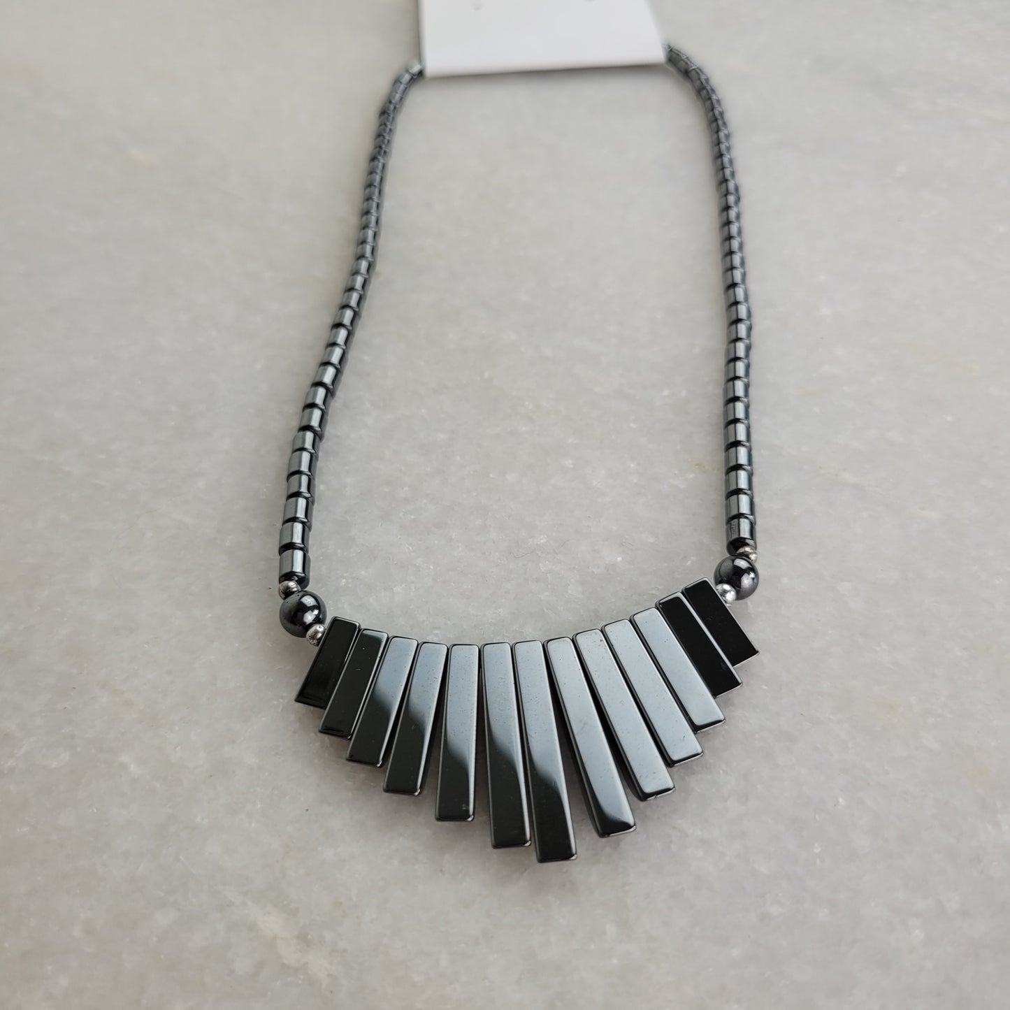 Gunmetal Hematite Bead Statement Necklace