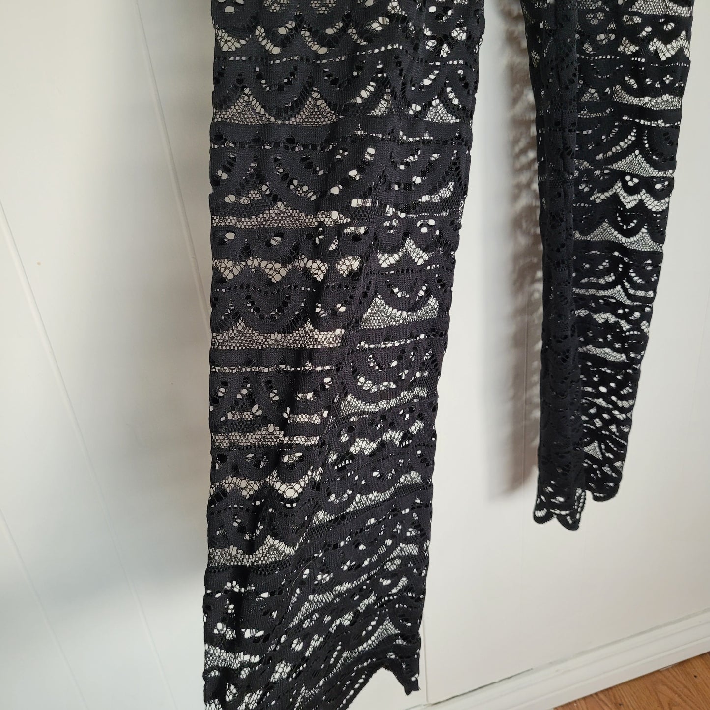 Black Lace Wide Leg Pants / Sheer Cover-Up - Size M