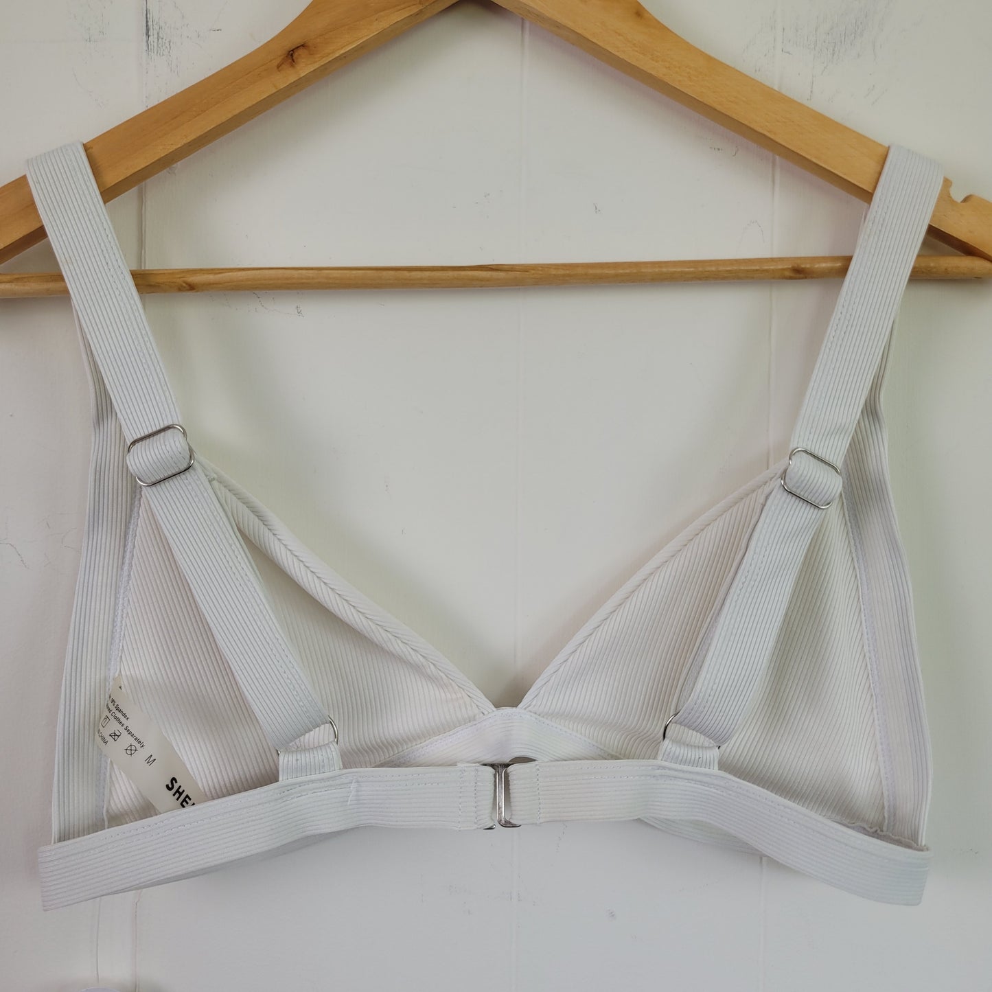 White Ribbed Bikini Swim Top - SHEIN (Medium)