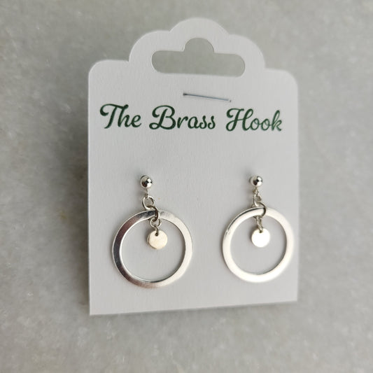 Silver Tone Circle Dangle Earrings