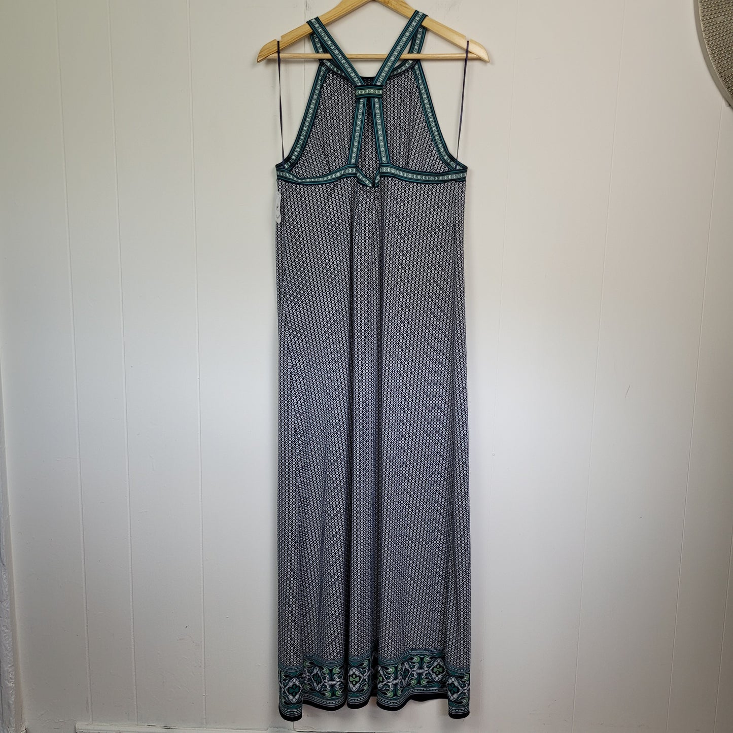 Navy & Teal Geometric Maxi Dress - Max Studio (Large)