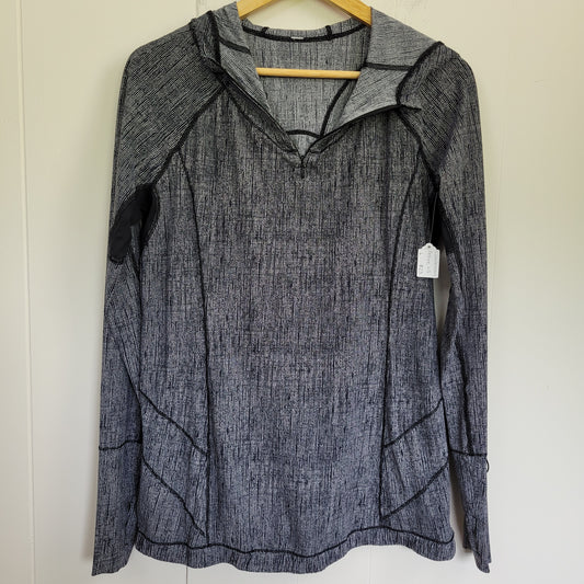 Heathered Black/White Lightweight Hooded Active Top - Lululemon (Large)