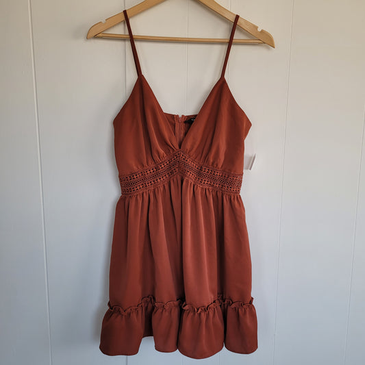 Rust Flowy Mini Dress - Cider (Small)