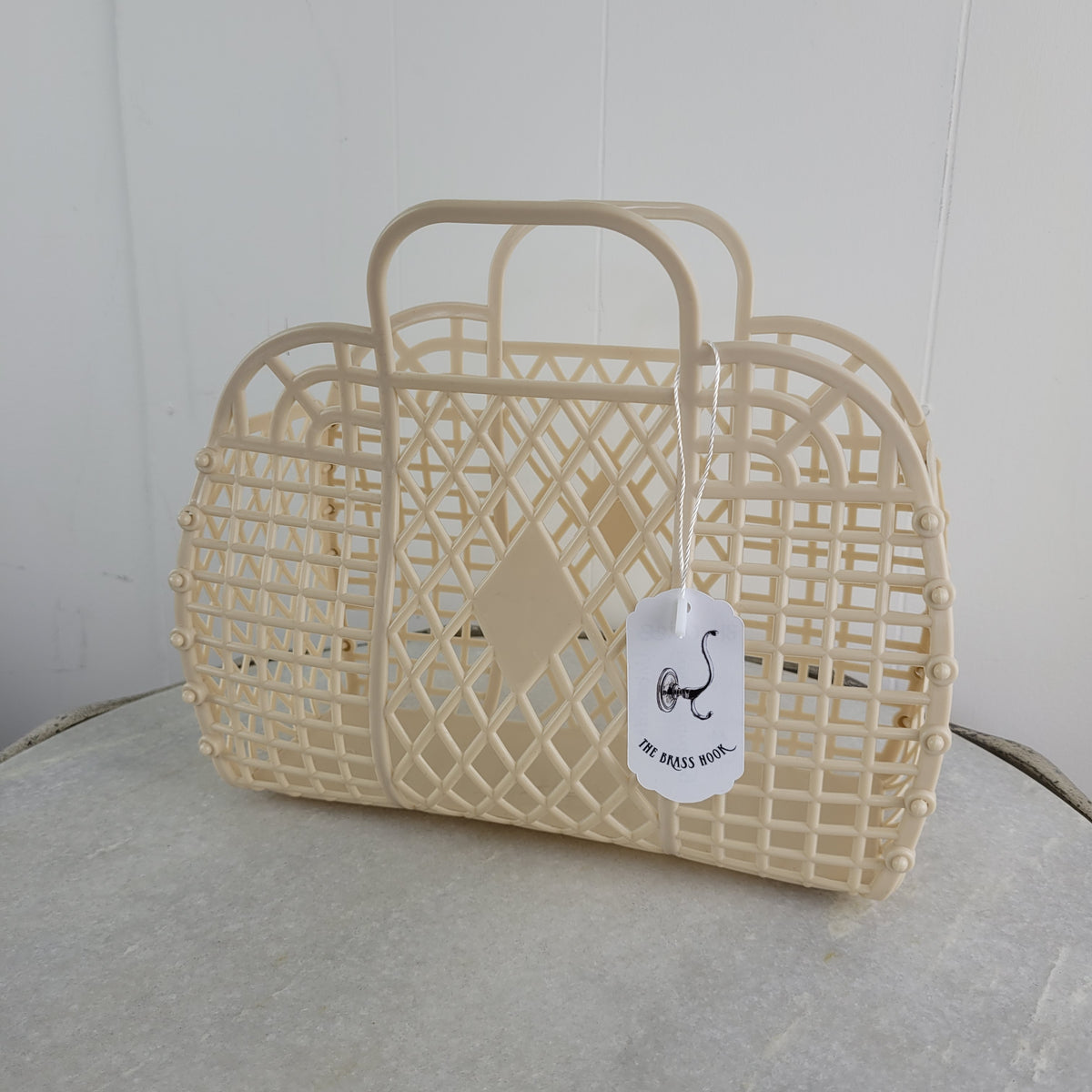 Cream Jelly Basket Handbag - Unbranded