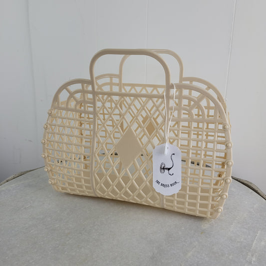 Cream Jelly Basket Handbag - Unbranded