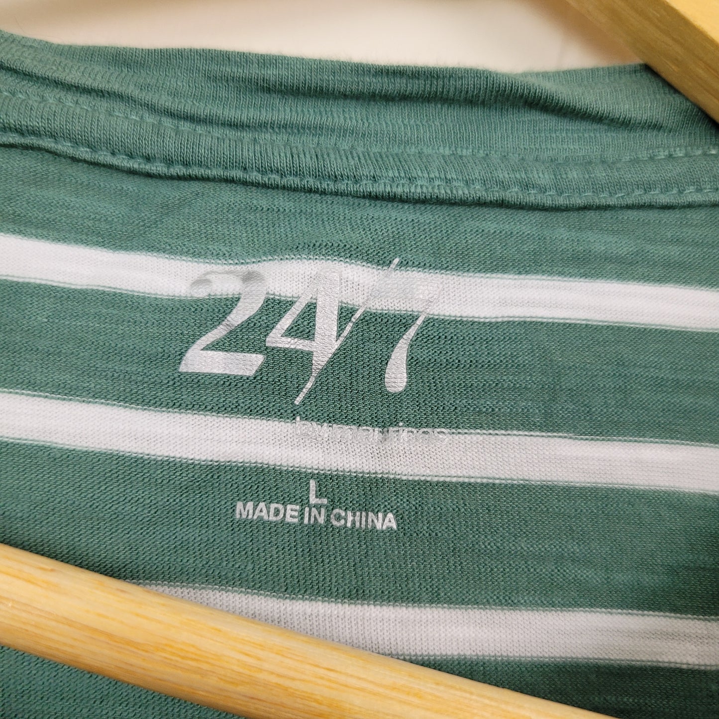 Green & White Striped Tee - Maurice's 24/7 (Large)