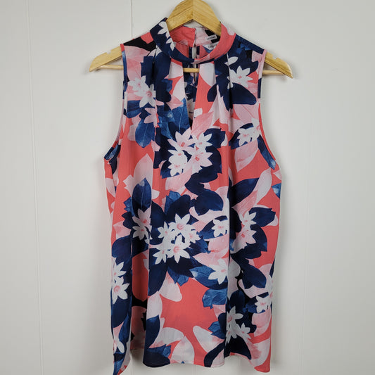 Coral Floral Sleeveless Blouse - Counterparts (XL)