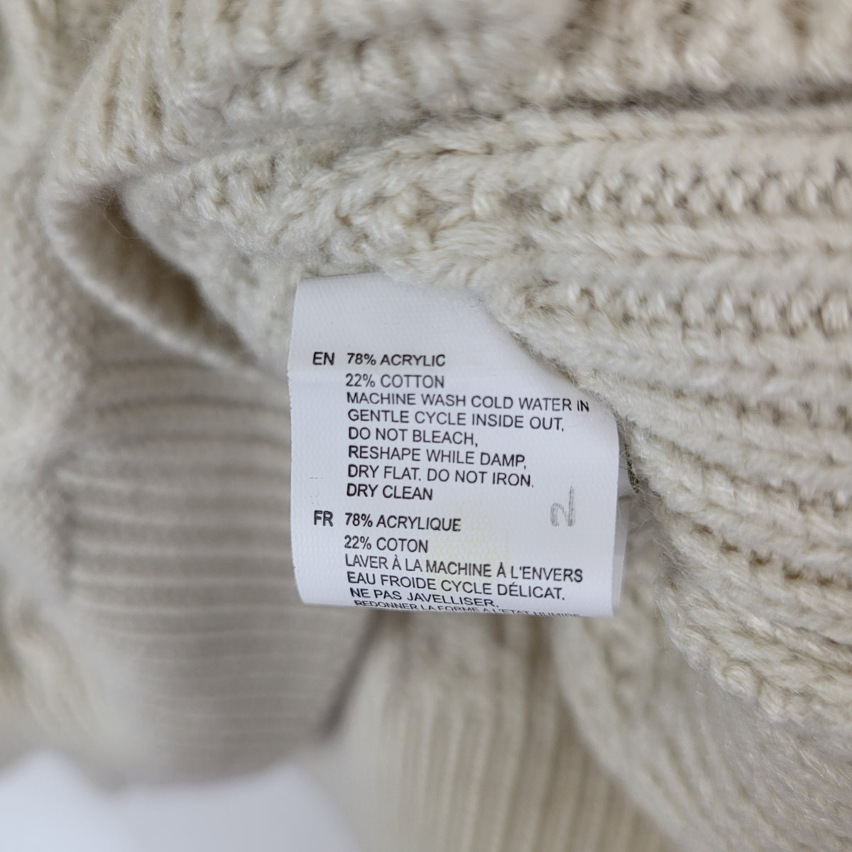 Cream Cable Knit Sweater - Thursdays (Size S)