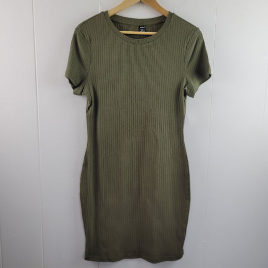 Olive Green Ribbed Bodycon Dress - Shein (US 12)