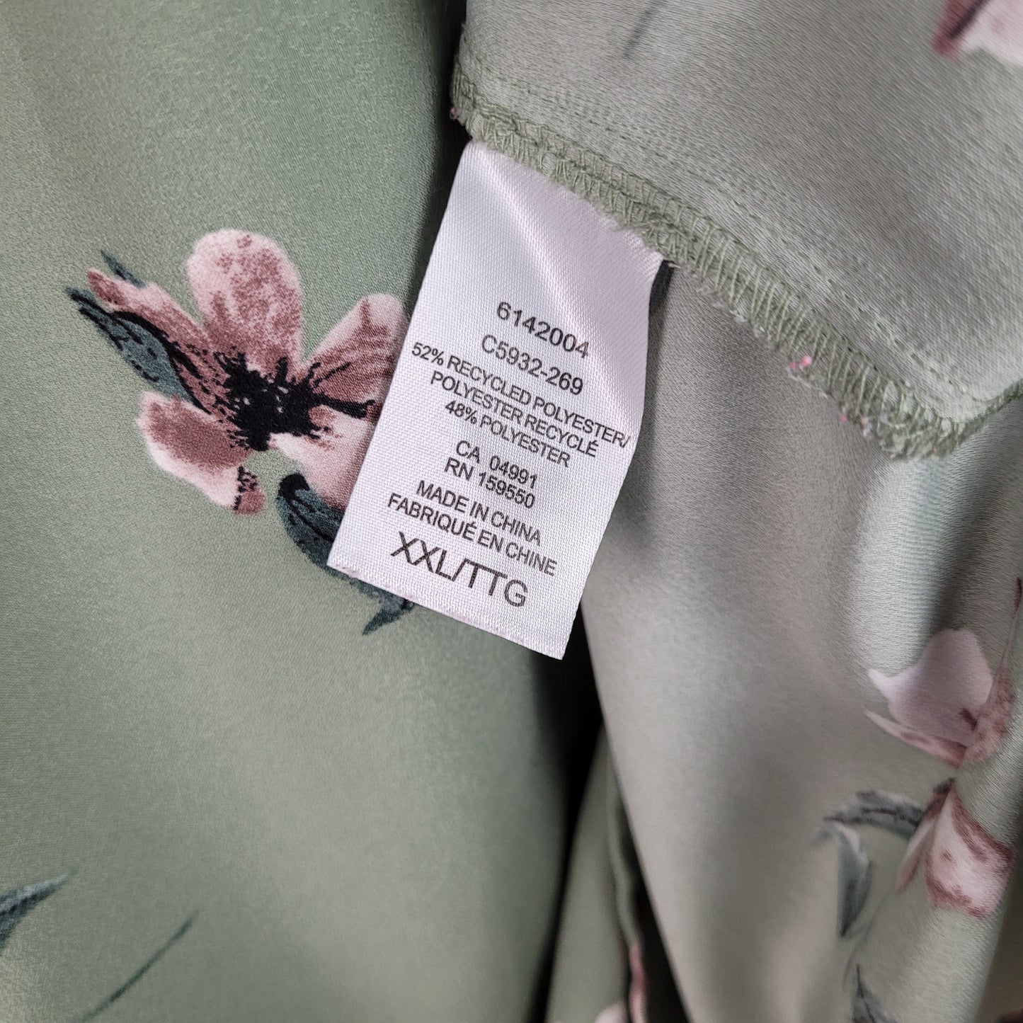 Sage Green Floral Sleeveless Blouse - Dalia (XXL)