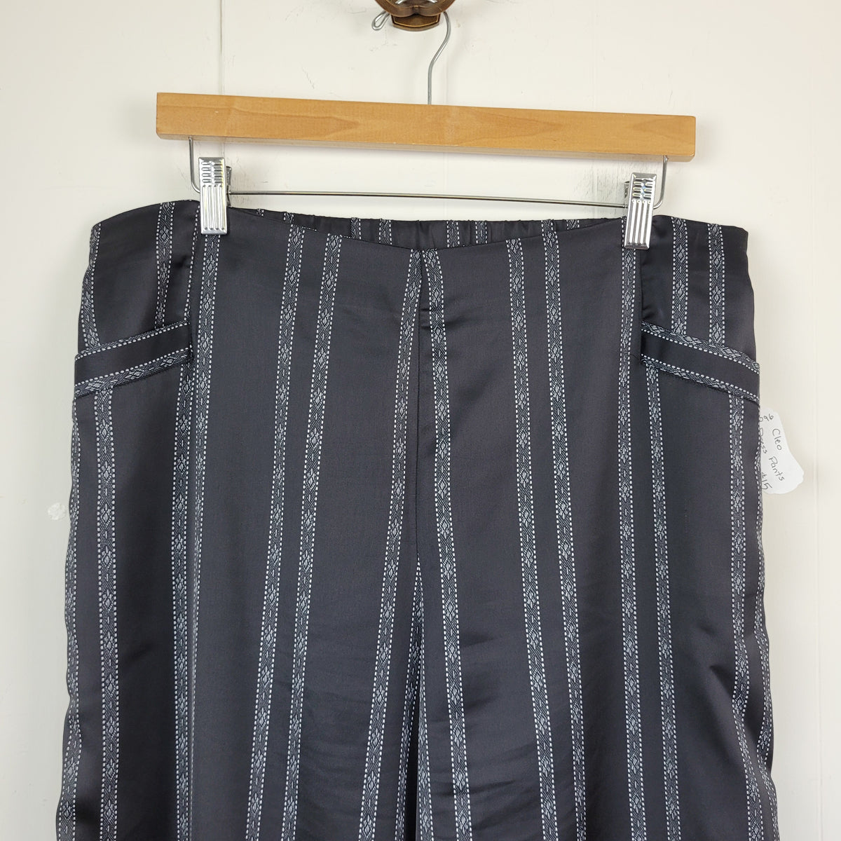 Black Striped Wide-Leg Pants - Cleo (Size L)