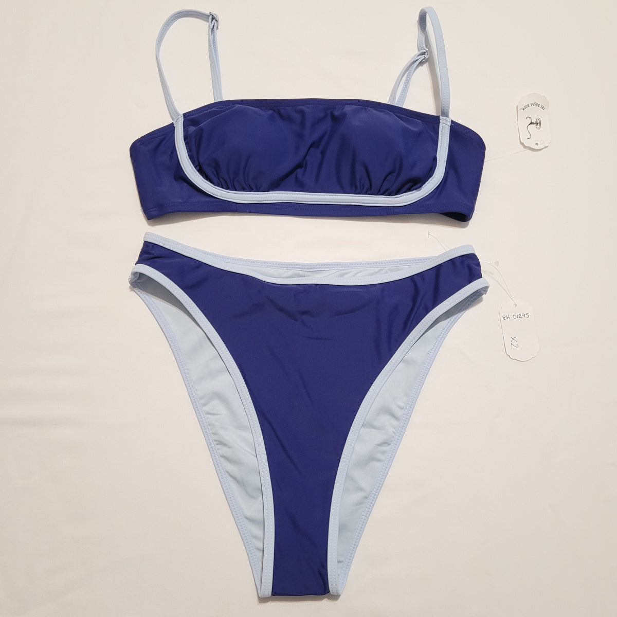 Navy & Light Blue Contrast Trim Bikini Set - Unbranded (M)