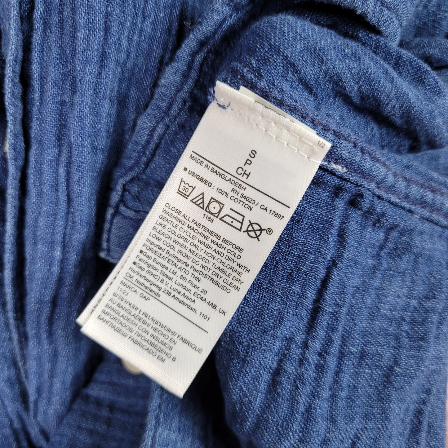 Blue Double Gauze Button-Up Short Sleeve Top - Gap (Small)