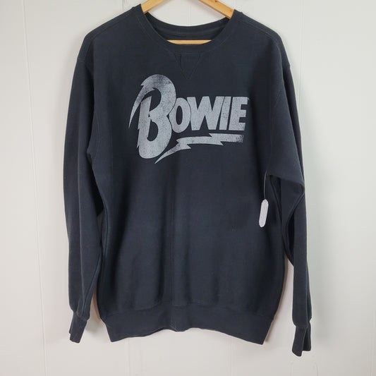 Black David Bowie Graphic Crewneck Sweatshirt -  Large
