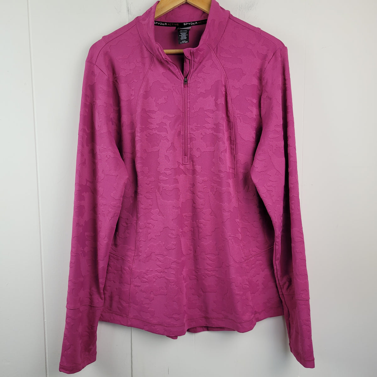Pink Textured Quarter-Zip Active Top - Spyder (Size XXL)