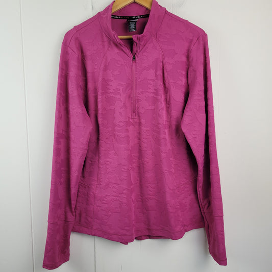 Pink Textured Quarter-Zip Active Top - Spyder (Size XXL)
