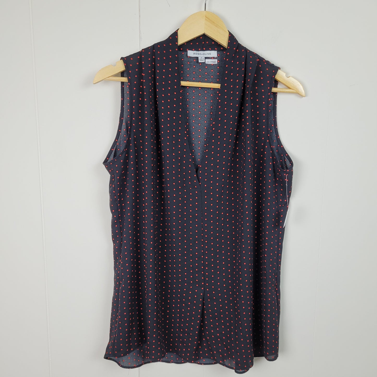 Black & Red Polka Dot Sleeveless Blouse -  Rose + Olive (Large)