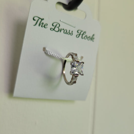 925 Sterling Silver Clear Crystal Ring