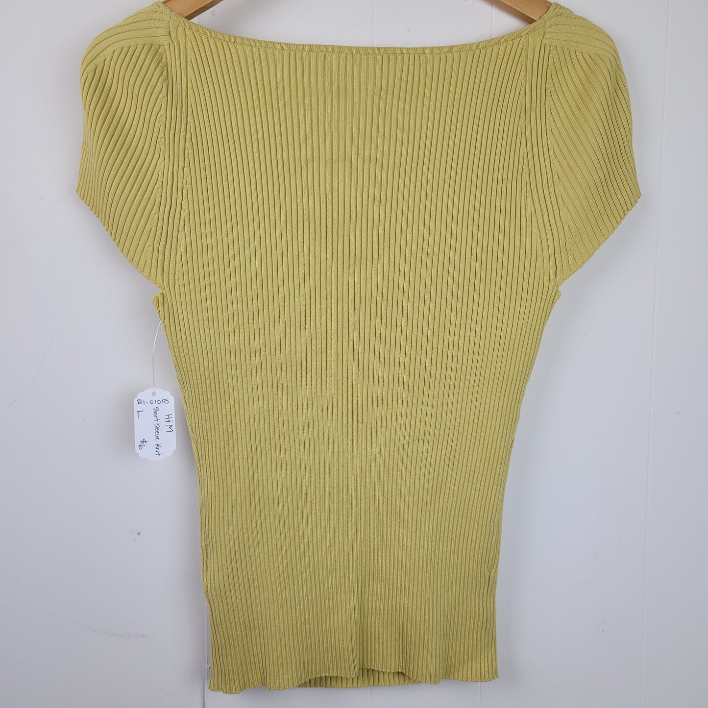 Butter Yellow Ribbed Sweetheart Knit Top - H&M (Size L)