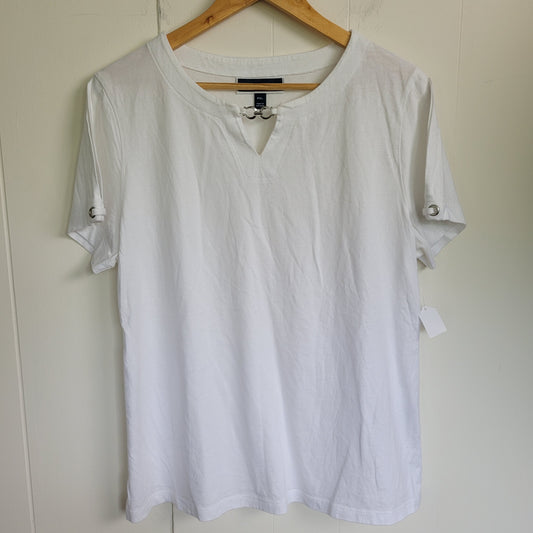 White Hardware Detail Tee - Karen Scott (XL Petite)