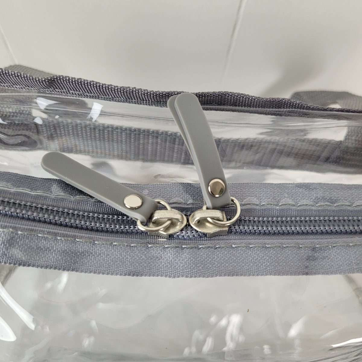 Clear Tote Bag with Grey Trim & Crossbody Strap