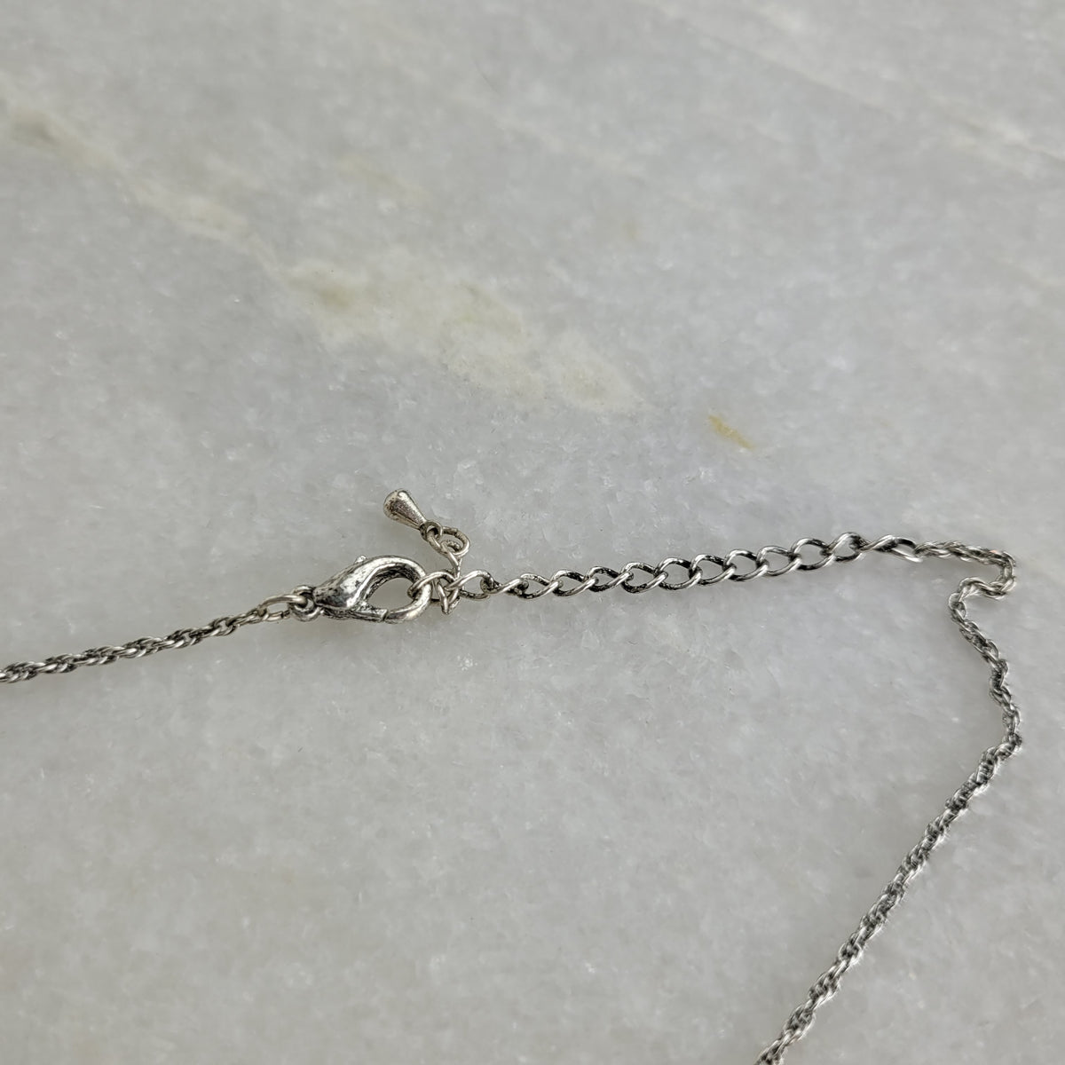 Silver-Tone Blue Rhinestone Cross Necklace