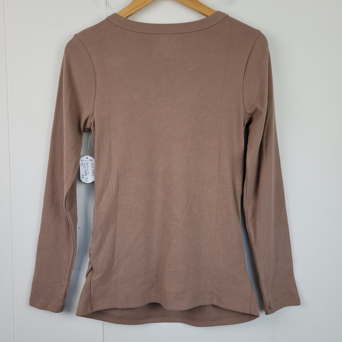 Mocha Ribbed Maternity Long Sleeve Top - Old Navy (Medium)