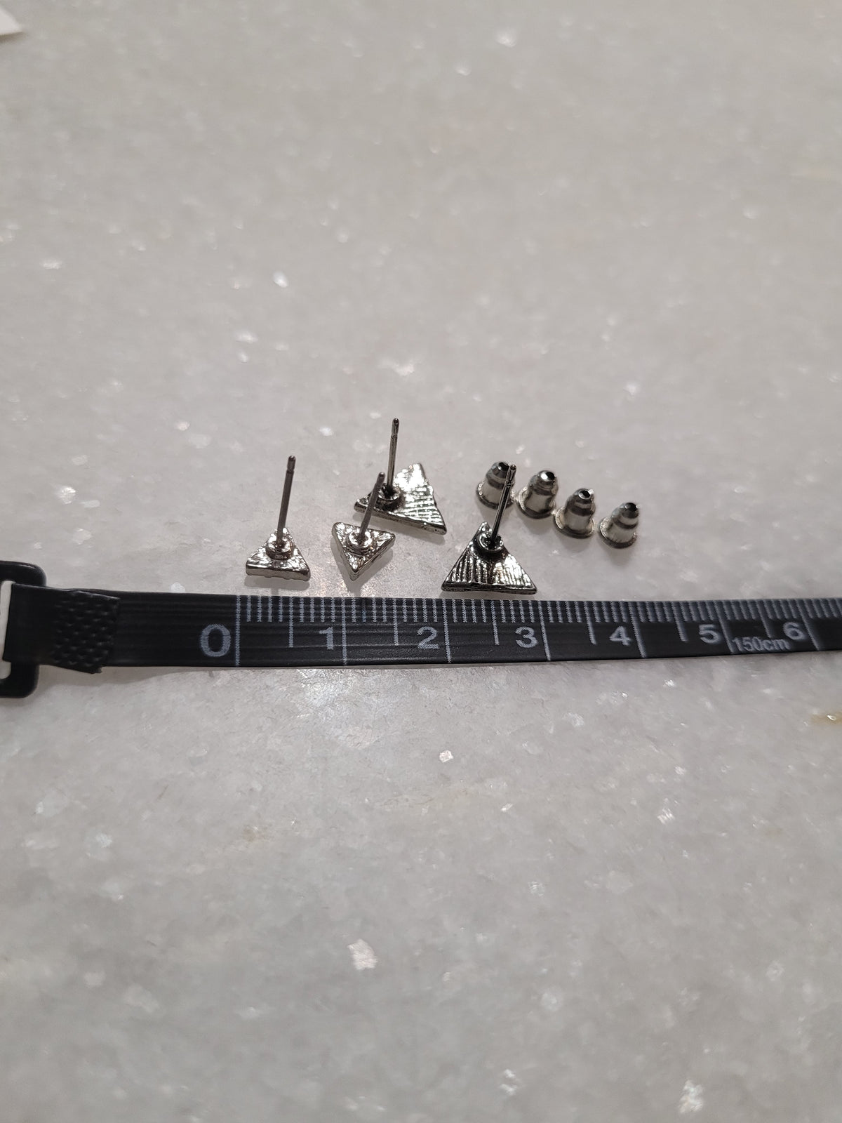 2-Pair Silver Tone Triangle Stud Earrings